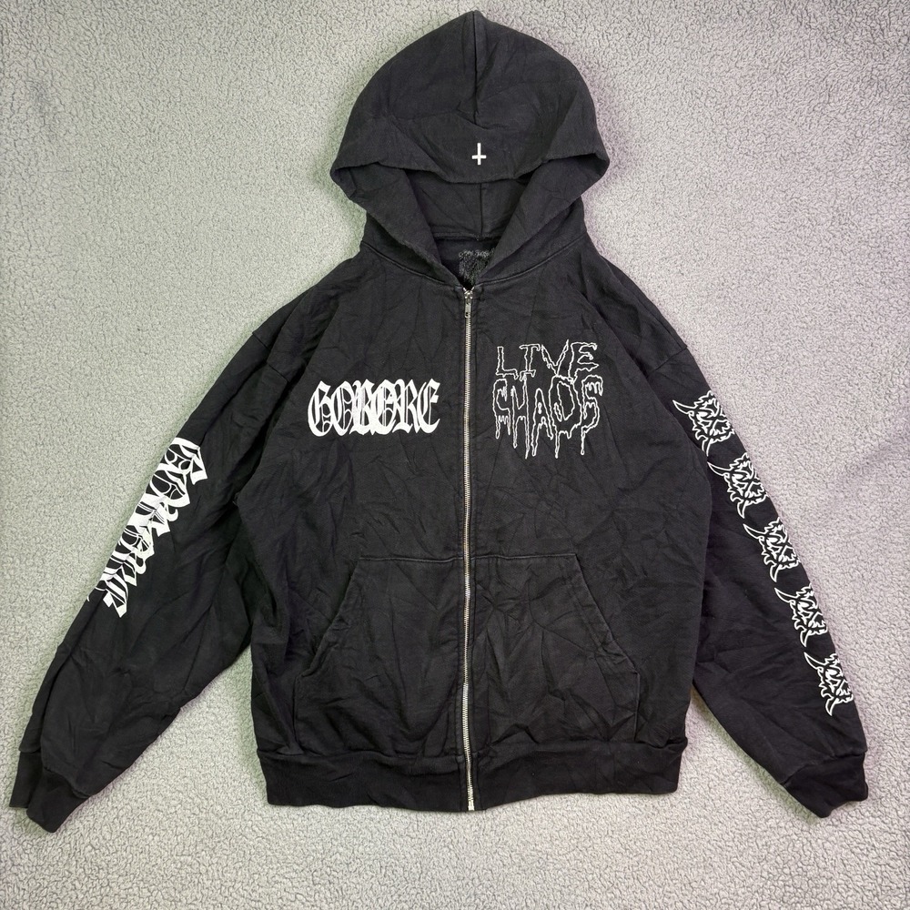 Ken Carson Hoodie Mens Large Black A Great Chaos Tour Full Zip Sweatshirt